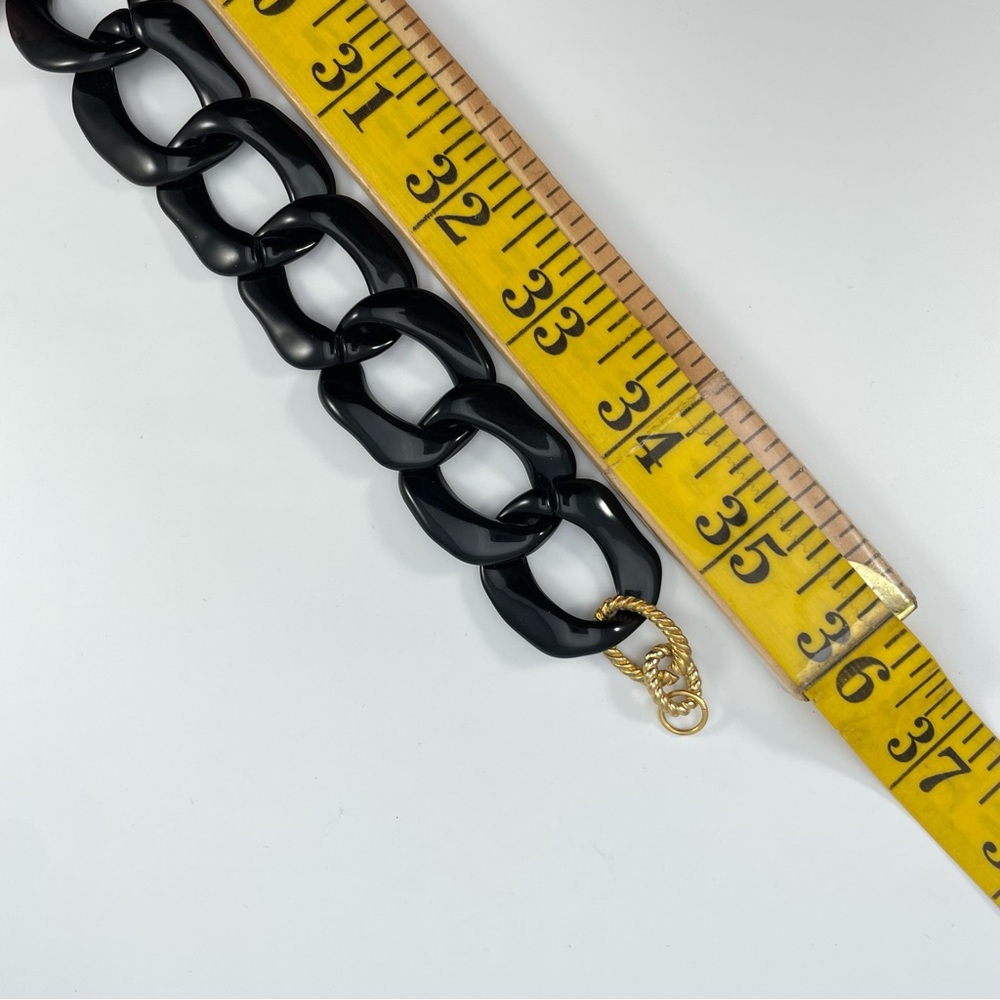 Chunky Black Acrylic Link Statement Necklace With… - image 5